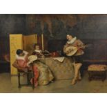 Arturo Calosci (1855-1926) Italian. 'The Music Recital', Figures in an Interior, Oil on Panel,