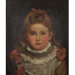 Late 19th Century English School. A Portrait of a Young Girl, Oil on Canvas, 14" x 12".