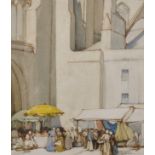 Harry T... Tittensor (1887-1942) British. "In the Shadows of the Cathedral", with Figures in the