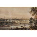 Early 19th Century English School. "View on the Thames", with a distant view of St Paul's, and