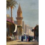 Augustus William Enness (1876-1948) British. A Middle Eastern Market Scene, with Figures, Oil on