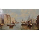 Raphael Domba (19th Century) Italian. A Scene on the Grand Canal, Venice, with Santa Maria della