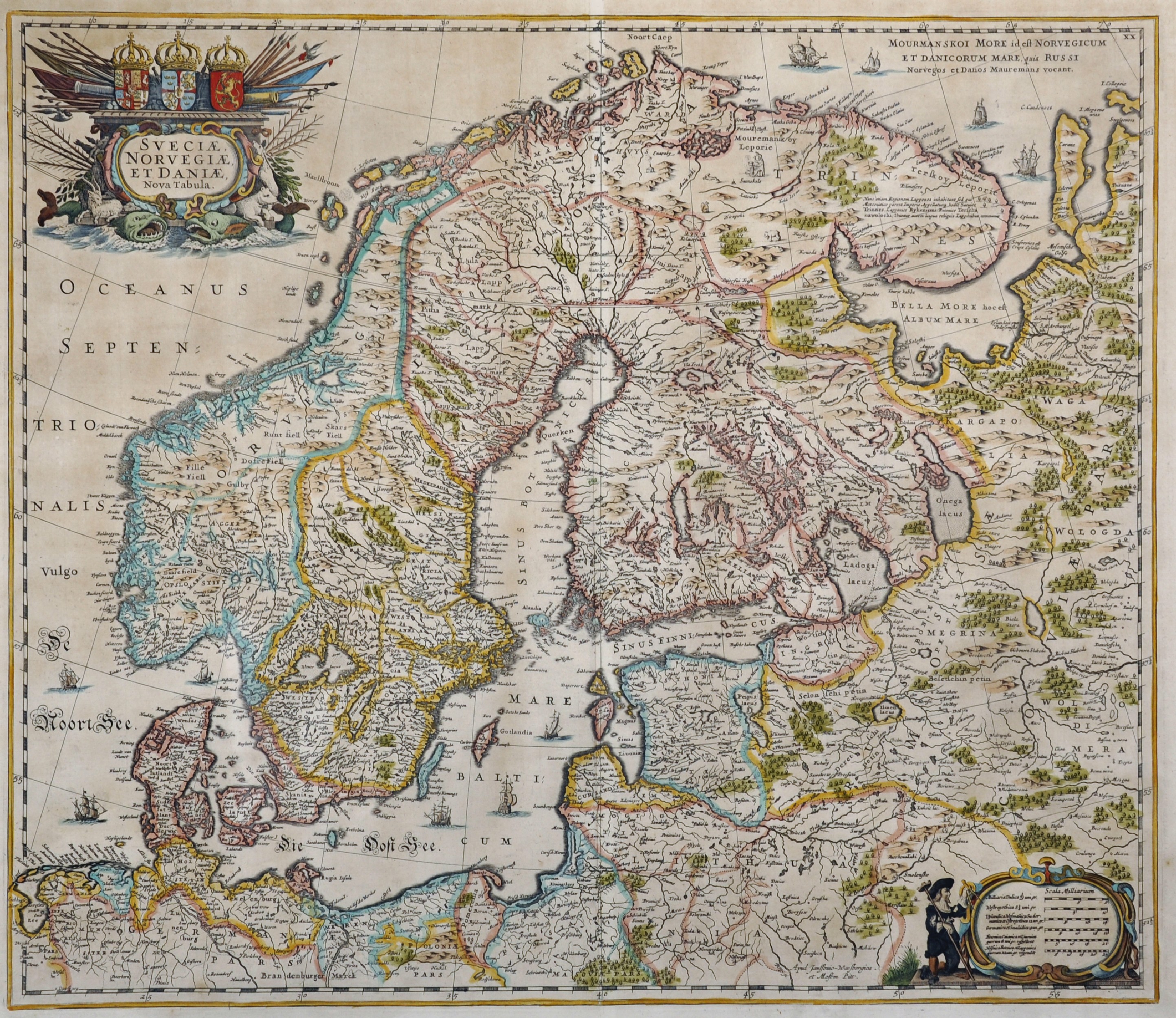 18th Century English School. "Sveciae, Norvegiae et Daniae", a Map of Norway, Sweden and Denmark,