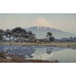 Hiroshi Yoshida (1876-1950) Japanese. "Suzukawa, 1935", A Mountainous River Landscape, Woodcut in