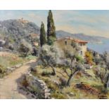 Lucien Potronat (1889-1974) French. "Cote d'Azur", a Coastal Scene, Oil on Canvas, Signed, and