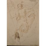 17th Century Italian School. "Vanius Senensis", a Study of Christ, Ink and Wash, Inscribed,