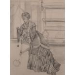 19th Century English School. Study of a Lady seated on a Chair playing with a ball tied with string,