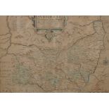 Christopher Saxton (act.c.1540-1610) British. "Svffolcle" (Suffolk), Map, 11" x 15".