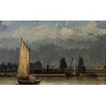 Attributed to Paul Jean Clays (1819-1900) Dutch. A River Scene, with a Hay Barge, Oil on Panel,