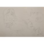 Attributed to Rex John Whistler (1905-1944) British. Head Studies, Pencil, Unframed, 11.5" x 8.