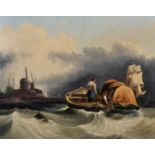 Manner of Charles Martin Powell (1775-1824) British. A Shipping Scene in Choppy Waters, Oil on