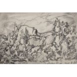 Adrian Hill (1895-1977) British. "The Beginning of the End", A Landscape, Charcoal, Signed and