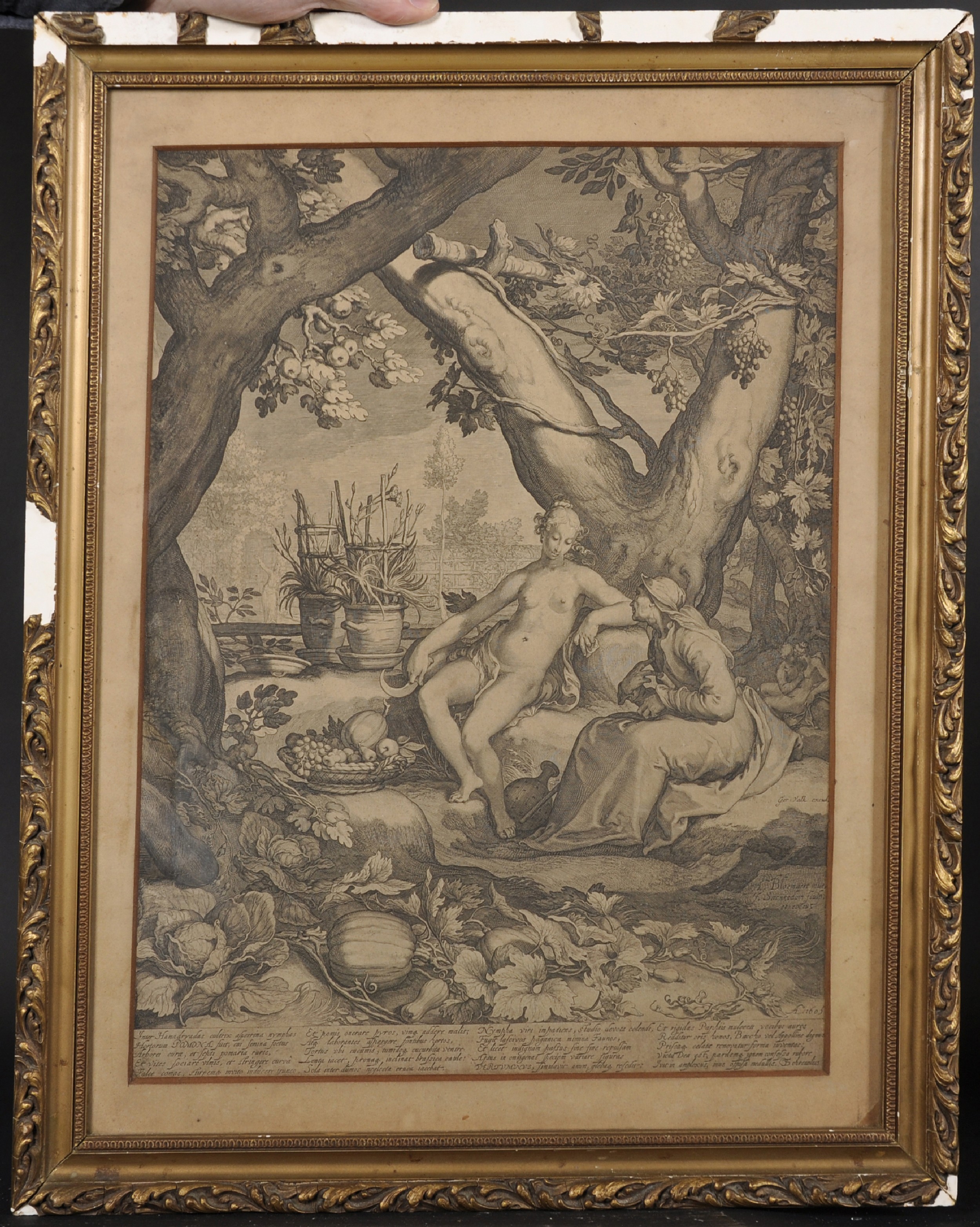 After Abraham Bloemaert (1564-1651) Dutch. "Vertumnus and Pomona", Figures under a Tree, - Image 2 of 4