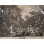 After Salvator Rosa (1615-1673) Italian. "Saint John Preaching in the Wilderness", Engraving,