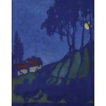 Joseph Chamberlain (19th - 20th Century) British. A Moonlit Landscape, Print in Colours, Inscribed