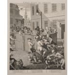 After William Hogarth (1697-1764) British. "The First Stage of Cruelty", Engraving, Unframed, 14"