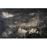 After John Martin (1789-1854) British. "The Fall of Nineveh", Mezzotint, 21" x 32".