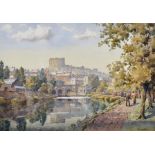 John Ernest Aitken (1881-1957) British. "Richmond Castle", with Figures in the Foreground,