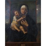 After Giovanni Bellini (1430-1516) Italian. The Madonna with the Child, Oil on Canvas, 36" x 26".