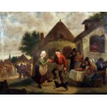 J... G... Buisson (18th - 19th Century) Continental. Figures Merrymaking outside a Tavern, Oil on