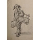 19th Century English School. A Painter, Charcoal, Unframed, 11.5" x 8.25", together with a Print,