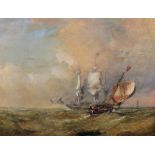 George Chambers (1830-c.1890) British. "Off Gravesend", a Shipping Scene, Oil on Canvas, Signed,