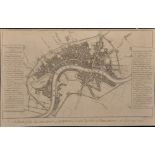 After George Vertue (1684-1756) British. "A Plan of the City and Suburbs of London", Map,