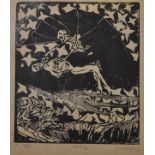 20th Century German School. 'The Ascension', Linocut, Indistinctly Signed, Inscribed, Dated '22, and