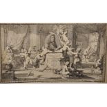 After Gerard Valk (17th - 18th Century) Dutch. "Gerardi de Lairesse", surrounded by Putti,