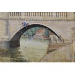 20th Century English School. A Young Girl Falling from a Bridge, Oil on Canvas, Indistinctly Signed,