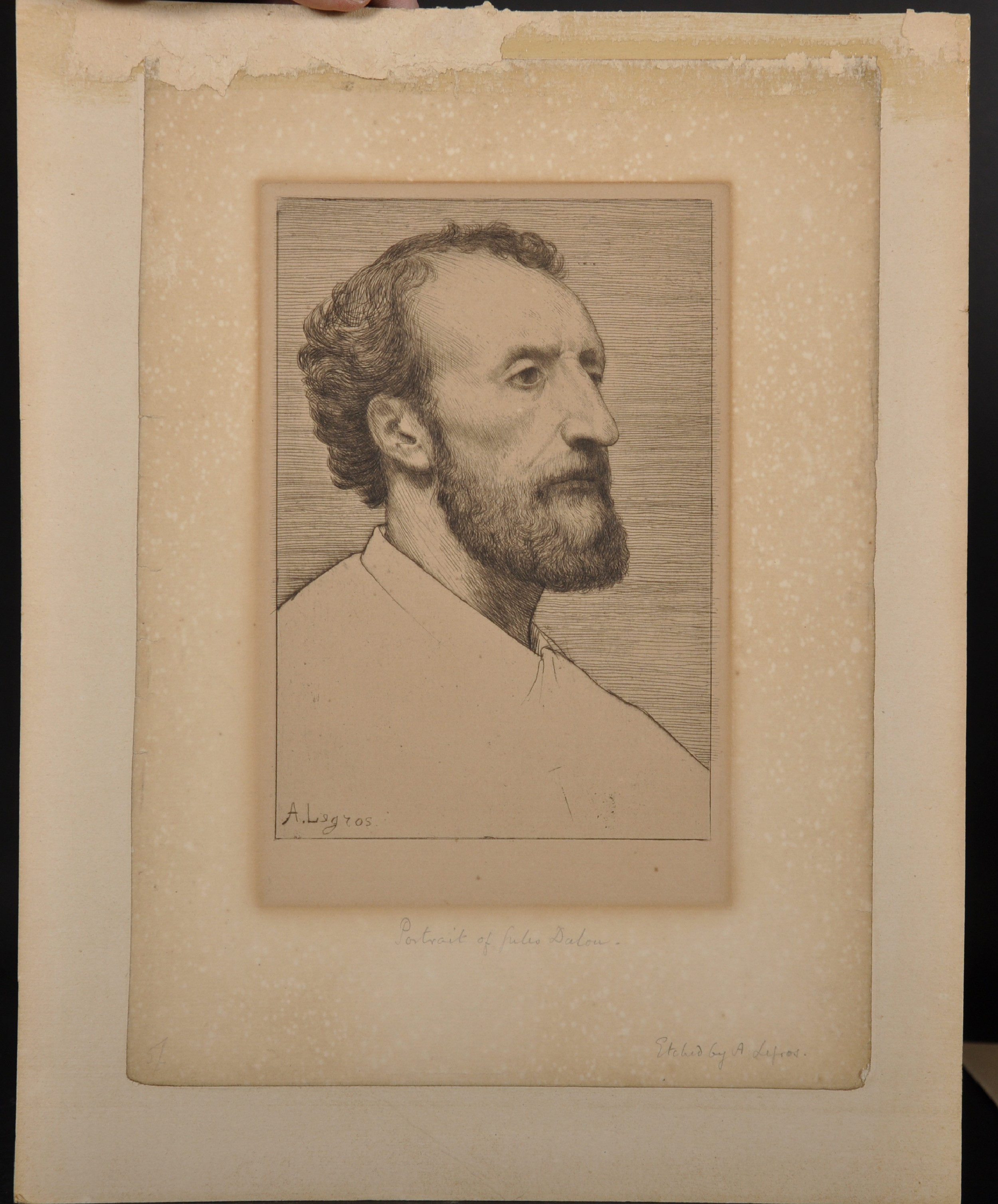 Alphonse Legros (1837-1911) French. Portrait of Jules Dalou, Etching, Inscribed, Unframed, 8.75" x - Image 2 of 3