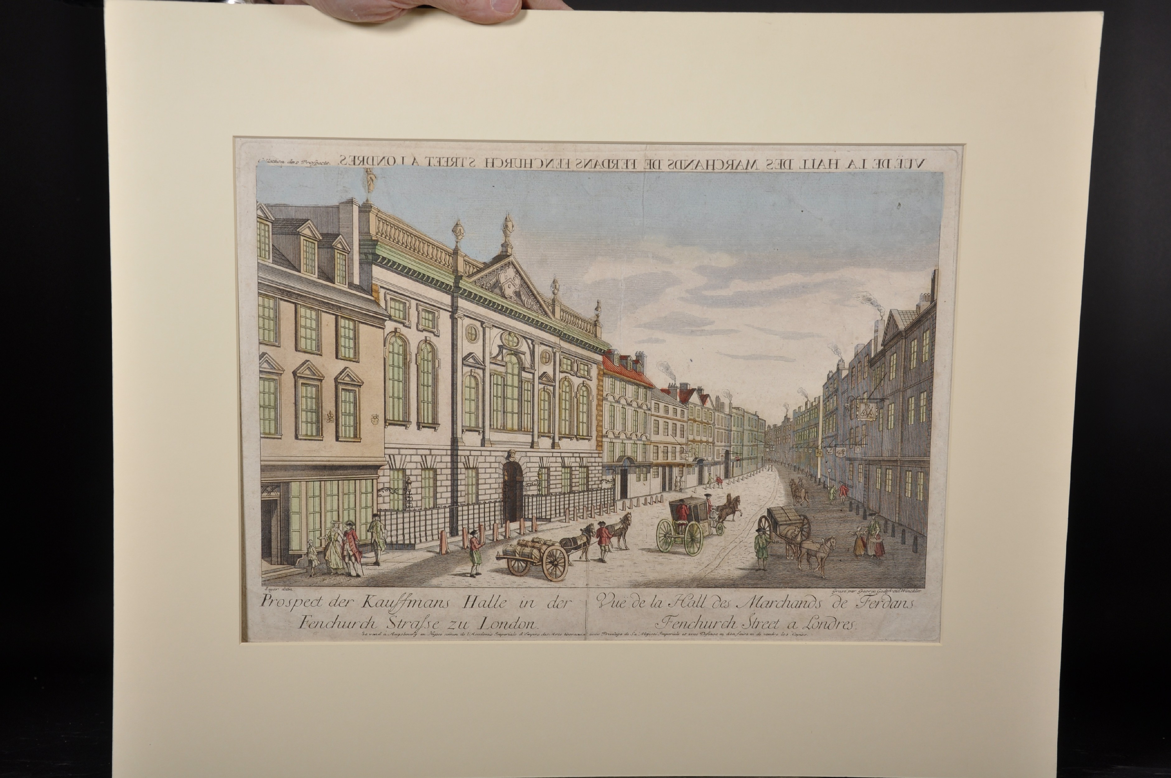 Georg Gottfried Winckler (c.1710-1786) German. "Fenchurch Street, London", Hand Coloured - Image 2 of 3