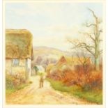 Sidney Watts (20th Century) British. A Figure on a Country Lane, Watercolour, Signed, 11" x 10.5".