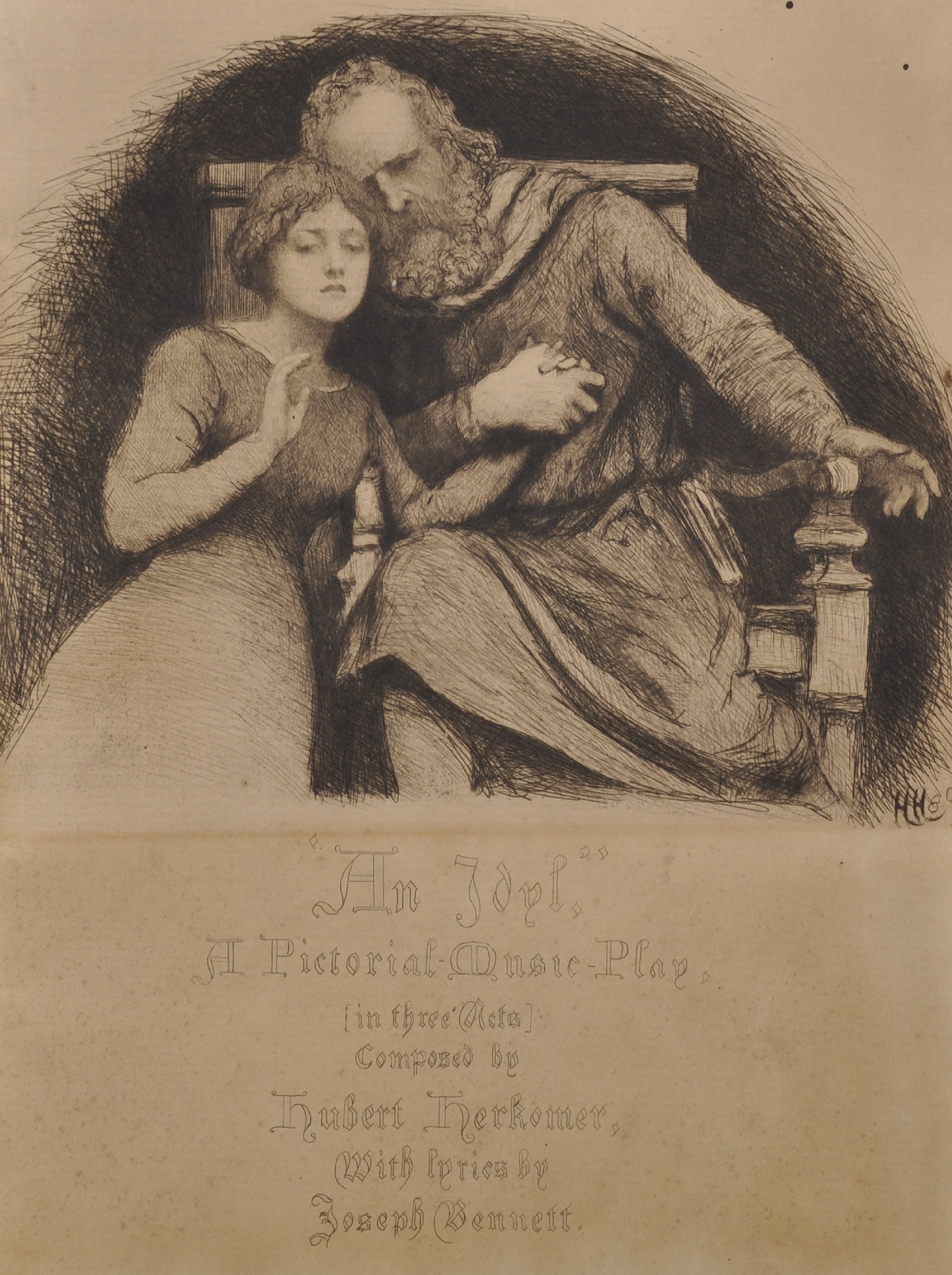 Hubert von Herkomer (1849-1914) British. "An Idyl [sic]", Print with Inscription, Unframed,
