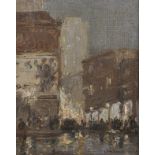 Attributed to Luigi Loir (1845-1916) French. "Pia du Chuva", An Evening Street Scene with Figures,