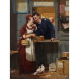 H... Kauffmann (19th - 20th Century) German. A Courting Couple, with a Dog by their Feet, Oil on