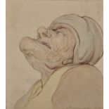Thomas Rowlandson (1756-1827) British. A Head Study, Watercolour and Ink, Signed and Dated 1773,
