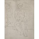 Eric James Mellon (1925-2014) British. "Seated Nude with a Dancer", Etching, Signed, Inscribed and