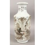 A GOOD CHINESE REPUBLIC STYLE FAMILLE ROSE PORCELAIN VASE, the body decorated with a native