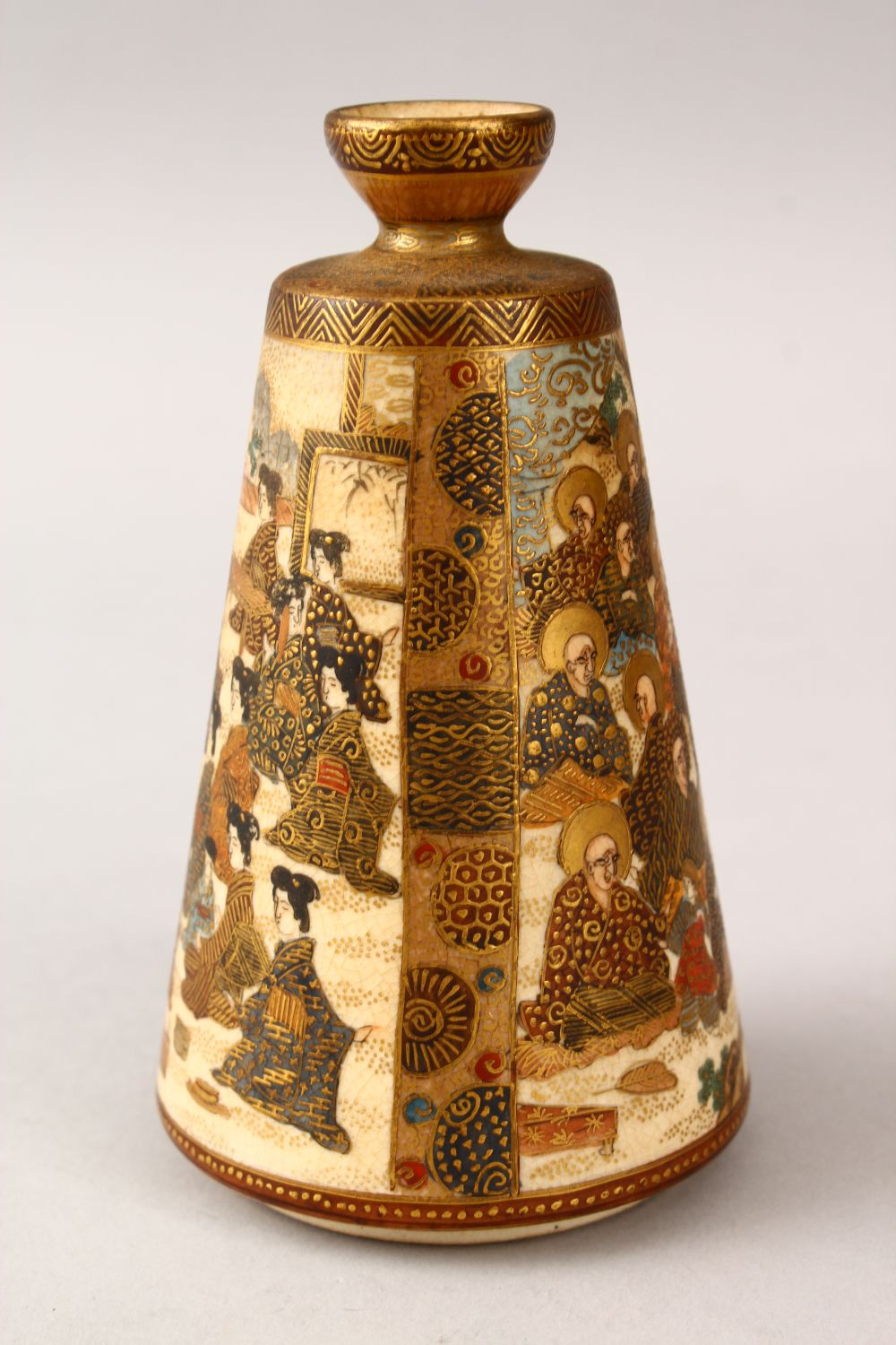 A GOOD UNUSUAL JAPANESE MEIJI PERIOD SATSUMA IMMORTAL VASE, the vase with two panels of immortals - Image 6 of 6