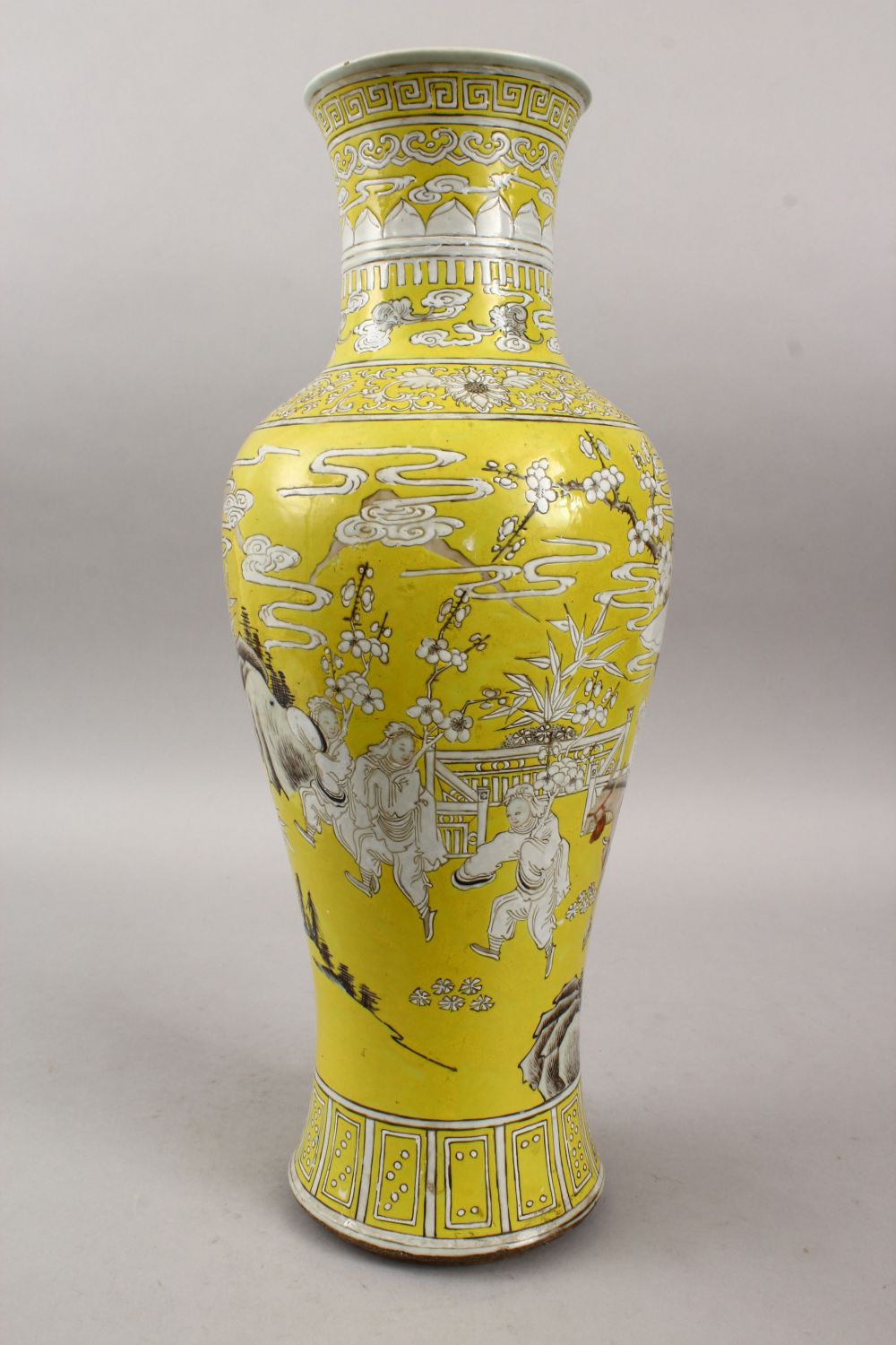 A 19TH CENTURY CHINESE FAMILLE ROSE YELLOW GROUND YIN PING SHAPED PORCELAIN VASE, decorated with - Image 2 of 7