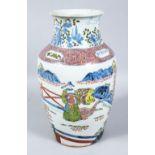 A GOOD CHINESE WUCAI DECORATED PORCELAIN VASE, the body decorated with scenes of figures and animals