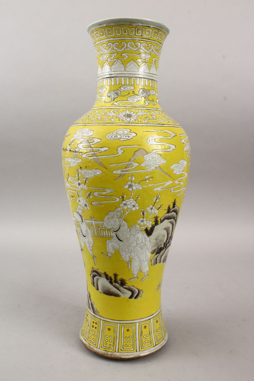 A 19TH CENTURY CHINESE FAMILLE ROSE YELLOW GROUND YIN PING SHAPED PORCELAIN VASE, decorated with - Image 4 of 7