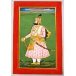 A LARGER 19TH / 20TH CENTURY INDO PERSIAN MUGHAL ART HAND PAINTED PICTURE ON PAPER, the picture