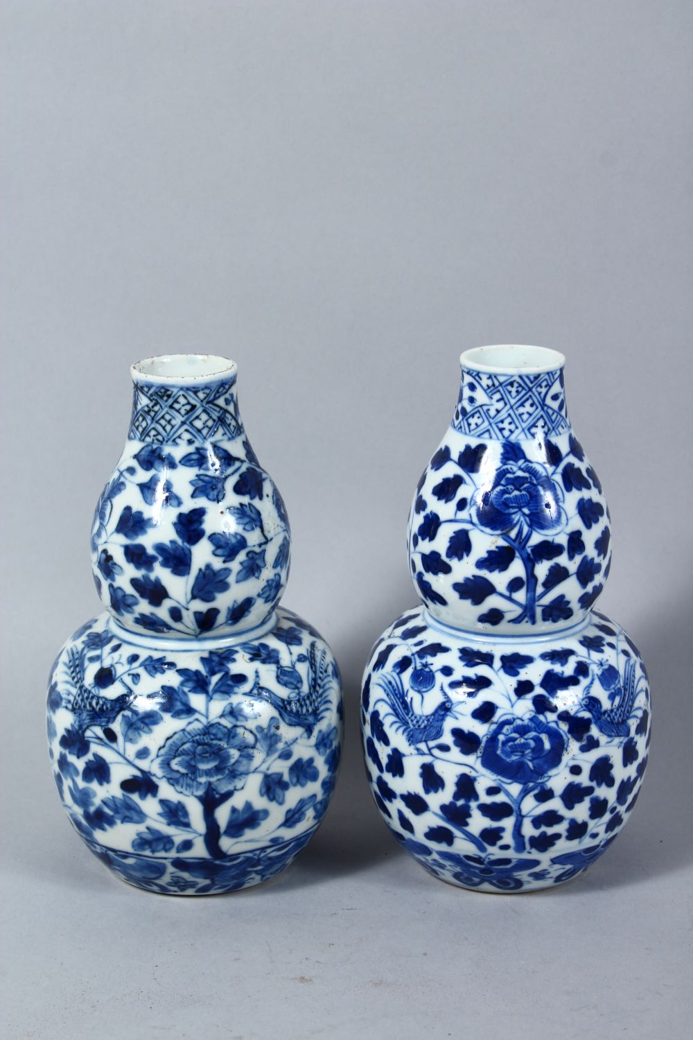 TWO CHINESE 19TH CENTURY BLUE & WHITE DOUBLE GOURD VASES, both painted with typical scenes of - Image 3 of 7