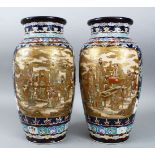 A GOOD LARGE PAIR OF JAPANESE MEIJI PERIOD IMPERIAL PORCELAIN VASES, the vases with two main