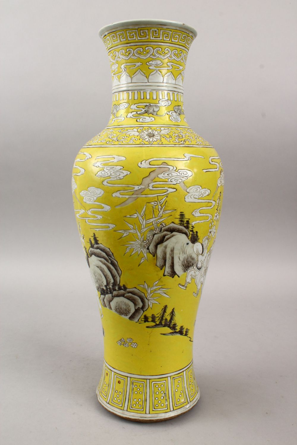 A 19TH CENTURY CHINESE FAMILLE ROSE YELLOW GROUND YIN PING SHAPED PORCELAIN VASE, decorated with - Image 3 of 7