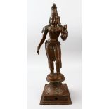 A LARGE AND FINE QUALITY FIGURE OF AN INDIAN GODDESS, 49.5cm high x 15cm wide.