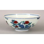 A GOOD CHINESE DOUCAI PORCELAIN BOWL, the body of the bowl decorated with scenes of cockerel amongst