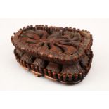 A 19TH CENTURY CHINESE HARDWOOD CARVED WAVE FORM STAND, 15.5CM X 10.5CM